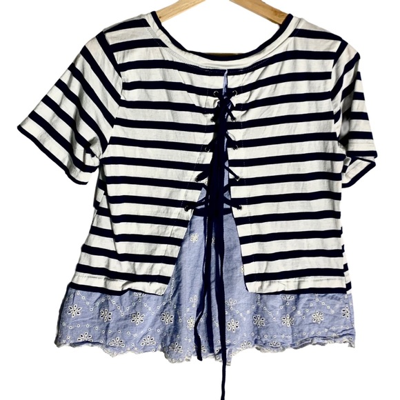 Anthropologie | Sanctuary Skye Lace Back/Corset Tie Blouse - Picture 3 of 5